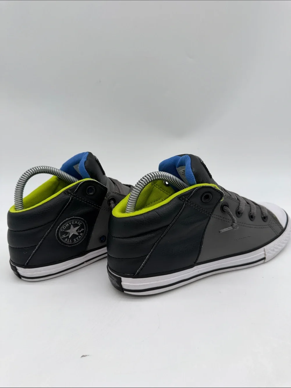 Converse Chuck Taylor All Star Youth Sz 4 Static Mid Sneaker Gray Black Leather